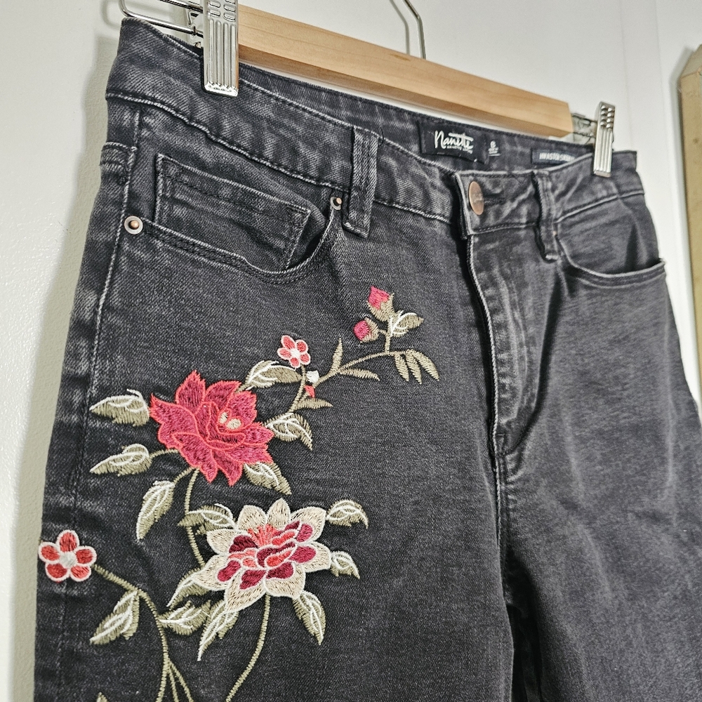 Nanette Lepore Floral Embroidered Birds Black HW Astor Skinny Jeans - Picture 3 of 16
